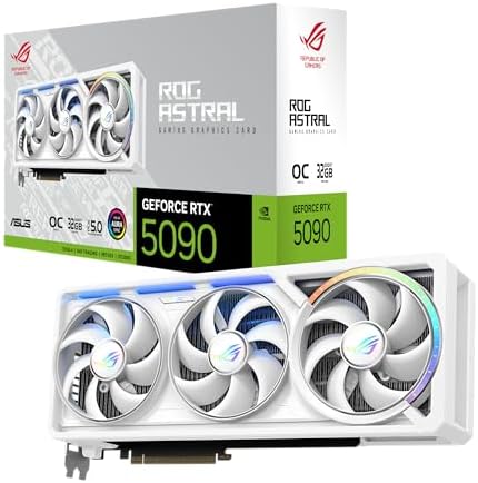 ASUS ROG Astral GeForce RTX 5090 32GB GDDR7 White OC Edition Gaming Quad Fan Graphics Card (NVIDIA DLSS 4, 3.8