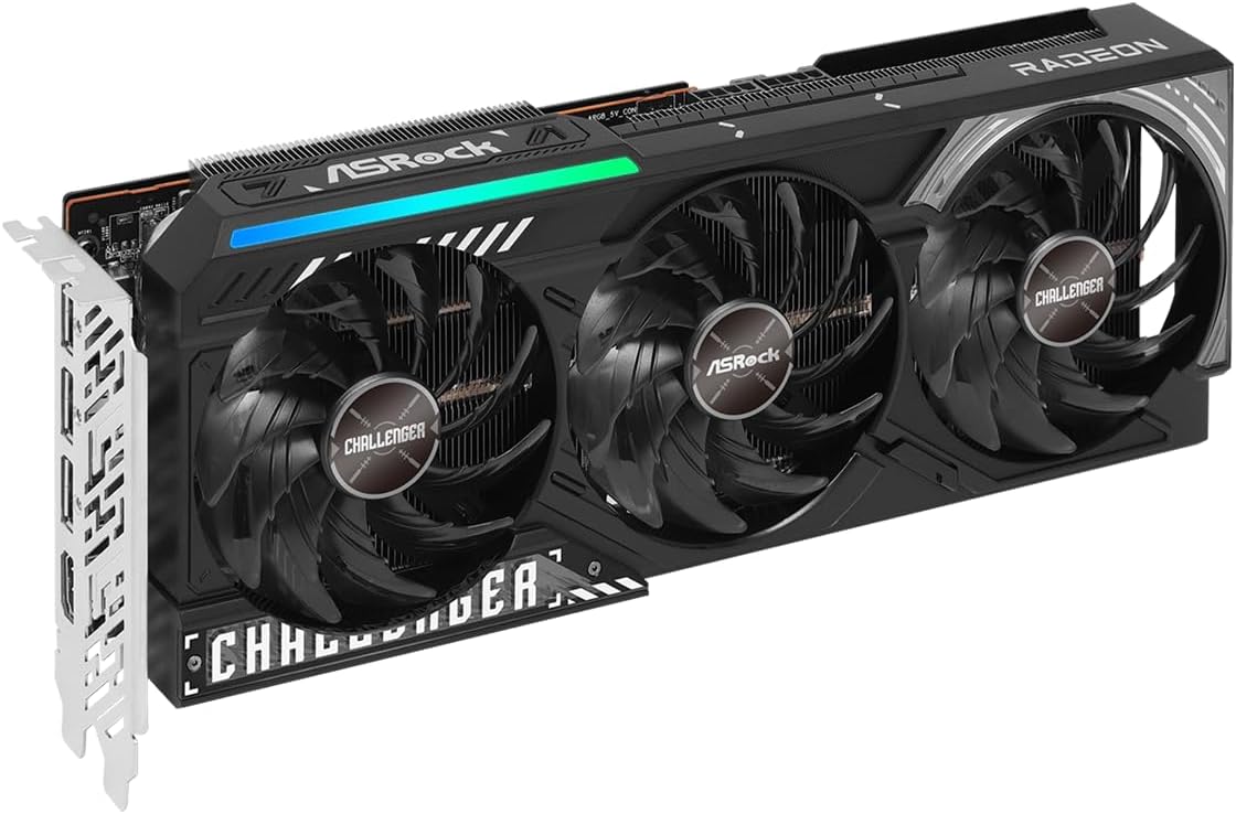 ASRock Radeon RX 9070 Challenger 16GB OC Graphics Card, RDNA 4, 2520MHz Boost, 16GB GDDR6 256-bit, PCIe 5.0, T