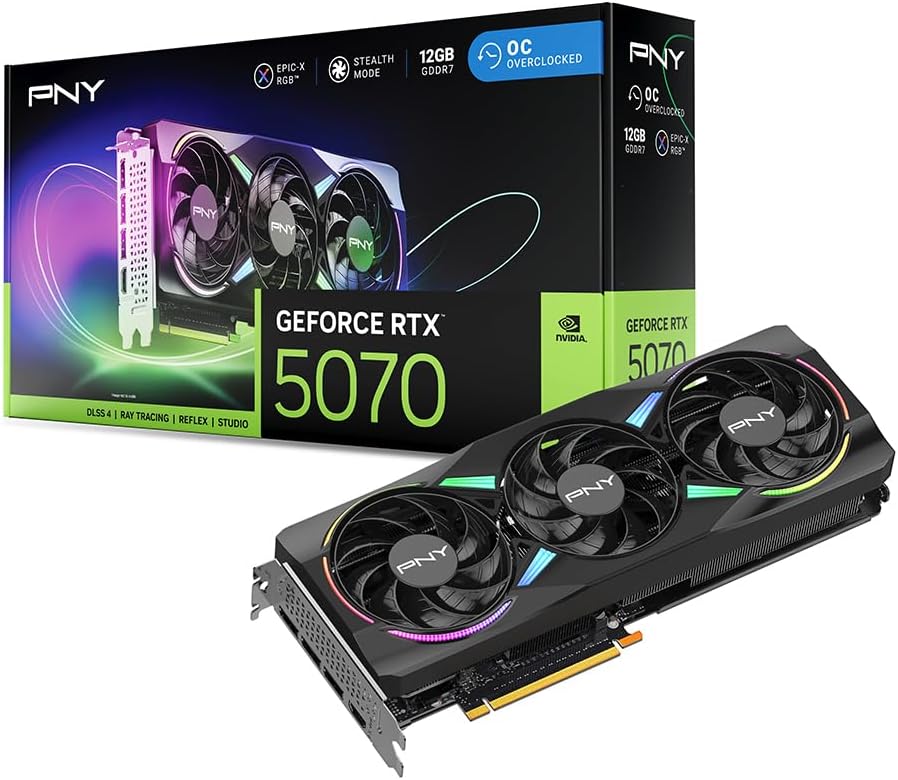 PNY NVIDIA GeForce RTX™ 5070 EPIC-X RGB® OC Triple-Fan Graphics Card