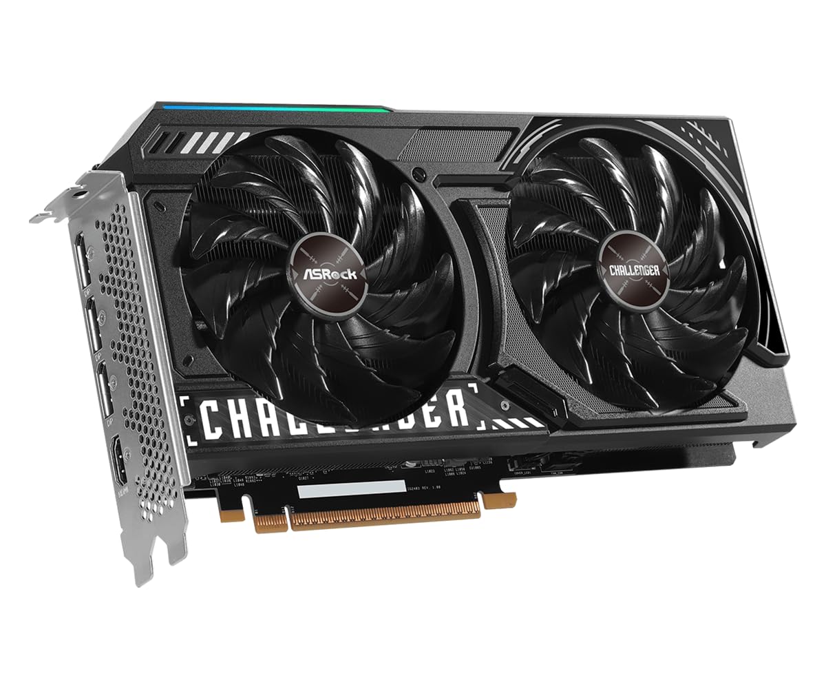 ASRock Intel Arc B570 Challenger 10GB OC GDDR6 Graphics Card, 2600 MHz GPU, 19 Gbps Memory, Dual Fan, Metal Backplate, HDMI 2.1a, DisplayPort 2.1, 0dB Cooling