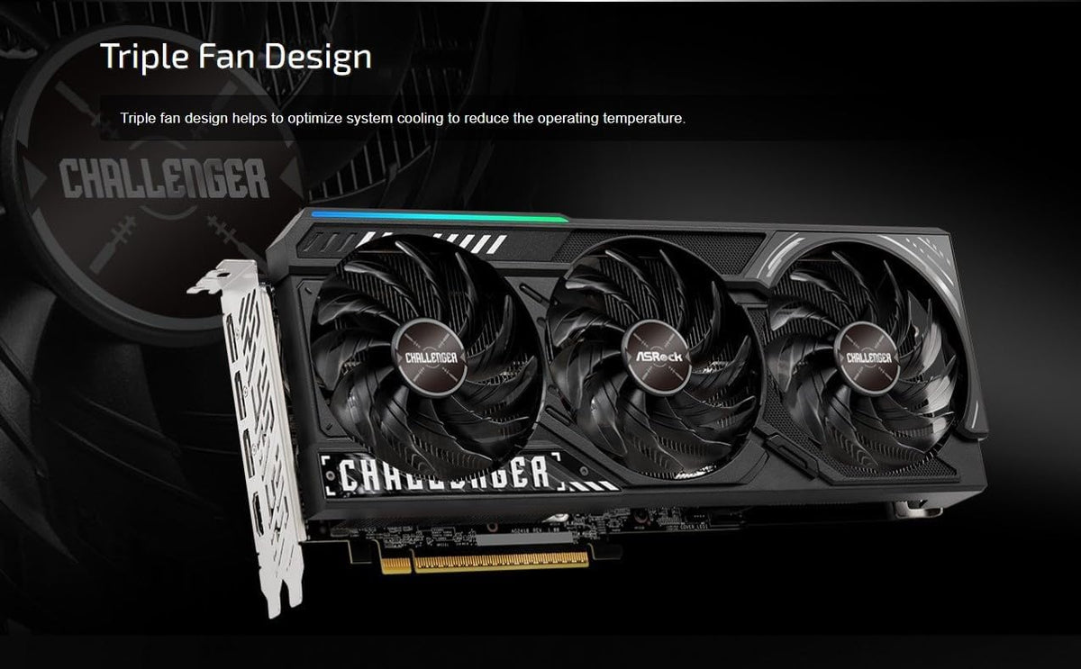 ASRock Radeon RX 9070 XT Challenger 16GB OC Graphics Card - AMD RDNA 4 Architecture, 2970 MHz Boost Clock, GDDR6, PCIe 5.0, DisplayPort 2.1a, HDMI 2.1b, Triple Fan Cooling 800W