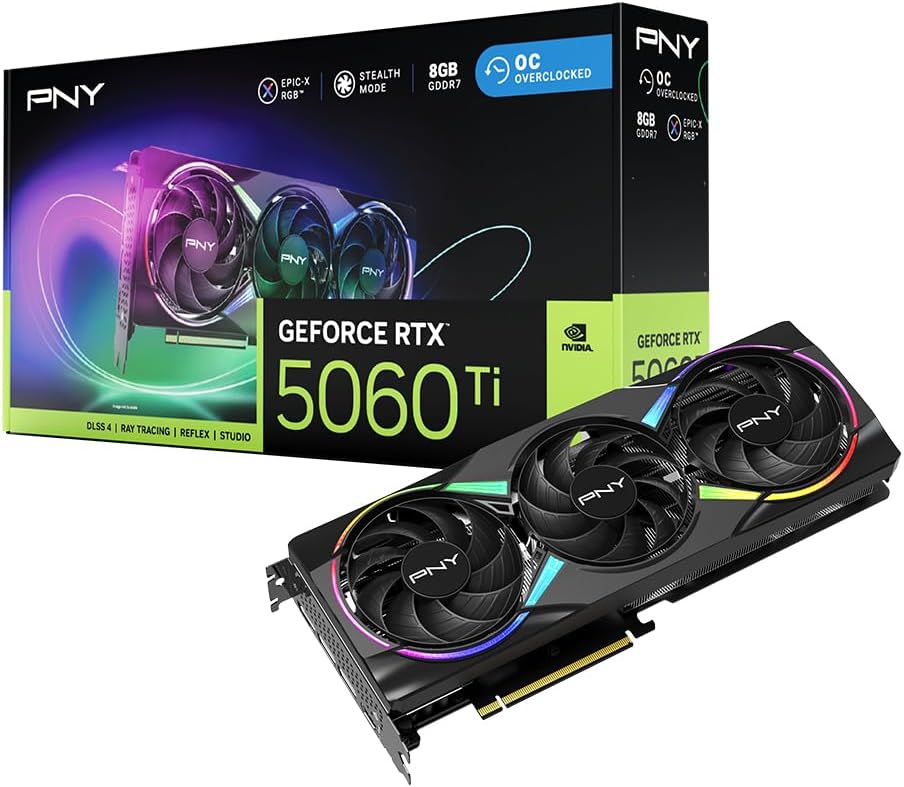 PNY NVIDIA GeForce RTX™ 5060 Ti 8G Epic-X RGB™ OC Triple-Fan Graphics Card