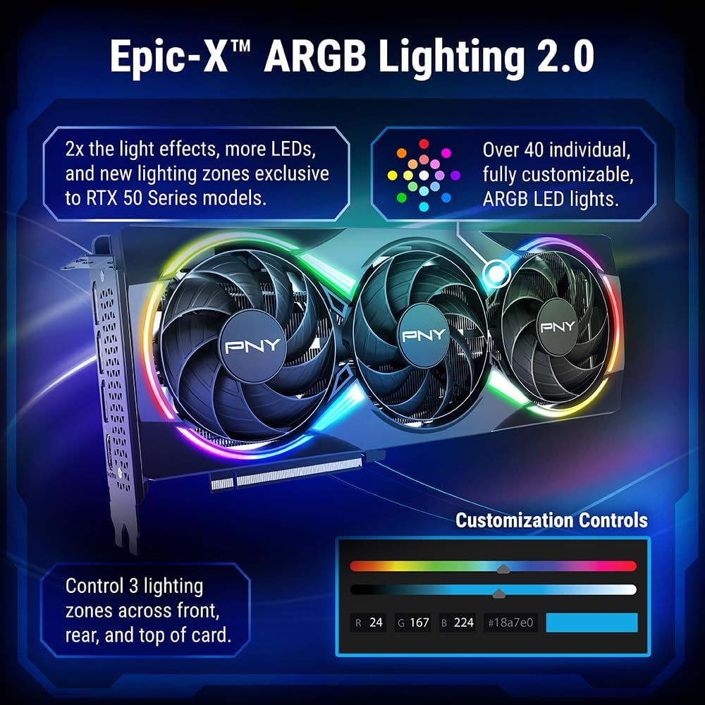 PNY NVIDIA GeForce RTX™ 5060 Ti 8G Epic-X RGB™ OC Triple-Fan Graphics Card