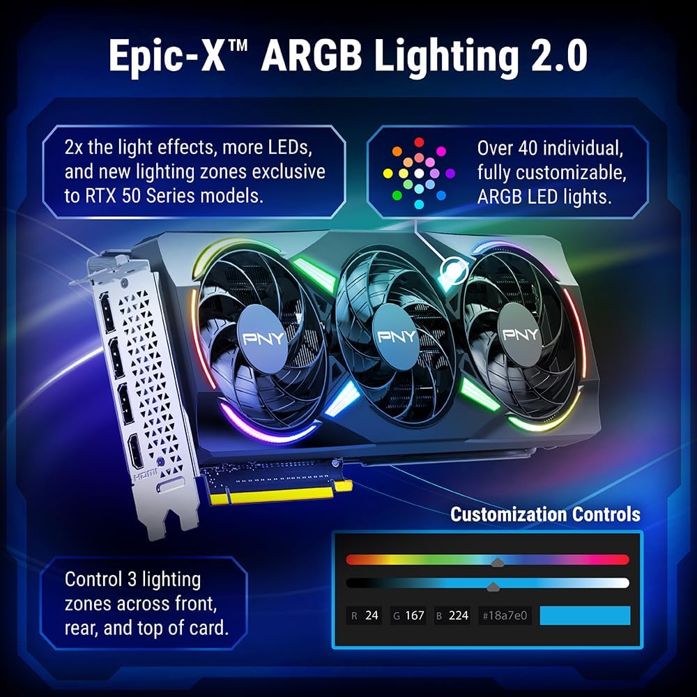 PNY NVIDIA GeForce RTX™ 5070 EPIC-X RGB® OC Triple-Fan Graphics Card