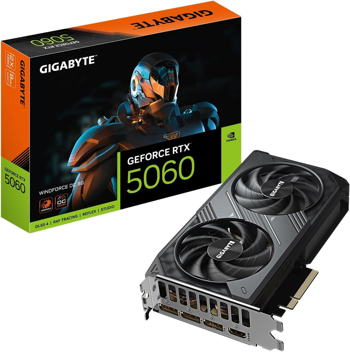 GIGABYTE GeForce RTX 5060 WINDFORCE OC 8G Graphics Card, Cooling System, 8GB 128-bit GDDR7, PCIe 5.0, Manufact