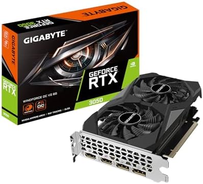 GIGABYTE GeForce RTX 3050 WINDFORCE OC V2 6G Graphics Card, 2X WINDFORCE Fans, 6GB GDDR6 96-bit GDDR6, GV-N305