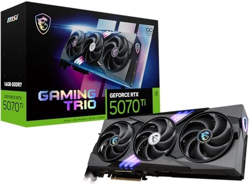 msi Gaming RTX 5070 Ti 16G Gaming Trio OC Graphics Card (16GB GDDR7, 256-bit, Extreme Performance: 2580, Displ