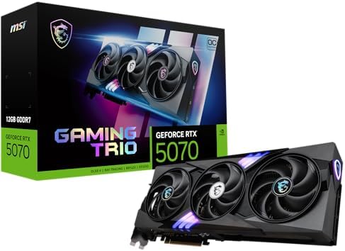msi RTX 5070 12G Gaming Trio OC Graphics Card (12GB GDDR7, 192-bit, Extreme Performance: 2625 MHz, DisplayPort