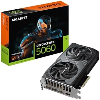 GIGABYTE GeForce RTX 5060 WINDFORCE OC 8G Graphics Card, Cooling System, 8GB 128-bit GDDR7, PCIe 5.0, Manufact