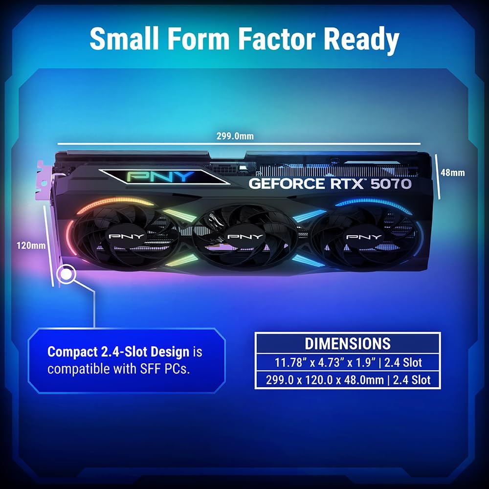 PNY NVIDIA GeForce RTX™ 5070 EPIC-X RGB® OC Triple-Fan Graphics Card
