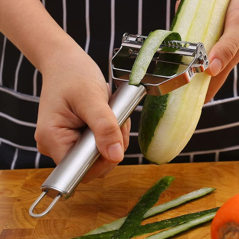Stainless steel double-blade julienne vegetable peeler