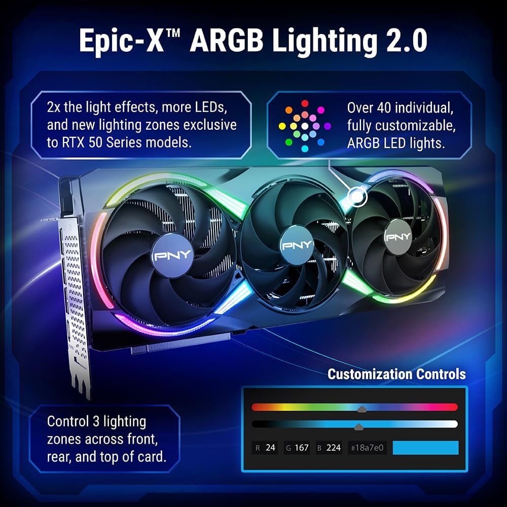 PNY NVIDIA GeForce RTX™ 5080 Epic-X RGB™ OC Triple-Fan Graphics Card