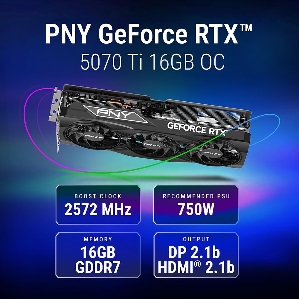 PNY NVIDIA GeForce RTX™ 5070 Ti OC Triple-Fan Graphics Card