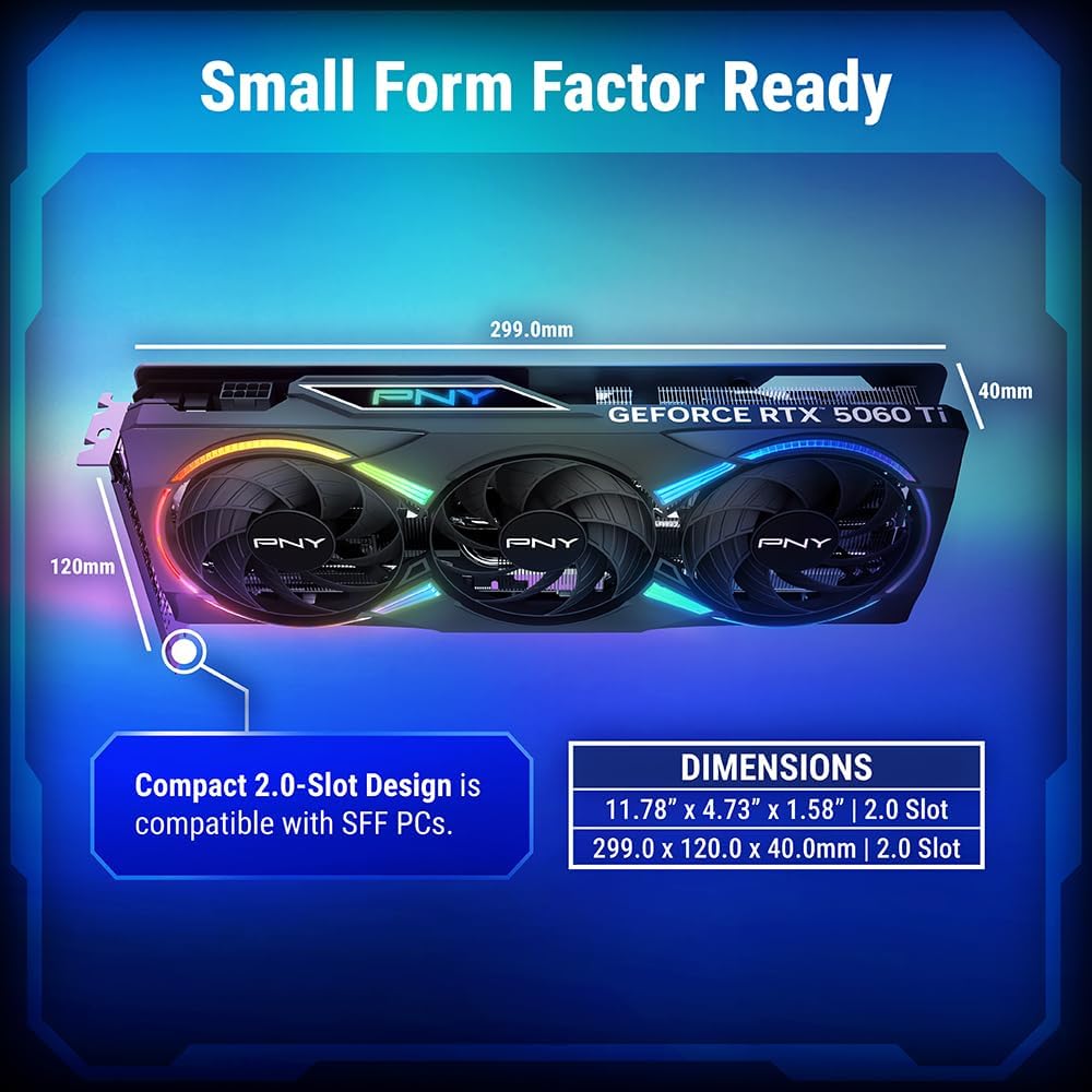 PNY NVIDIA GeForce RTX™ 5060 Ti 8G Epic-X RGB™ OC Triple-Fan Graphics Card