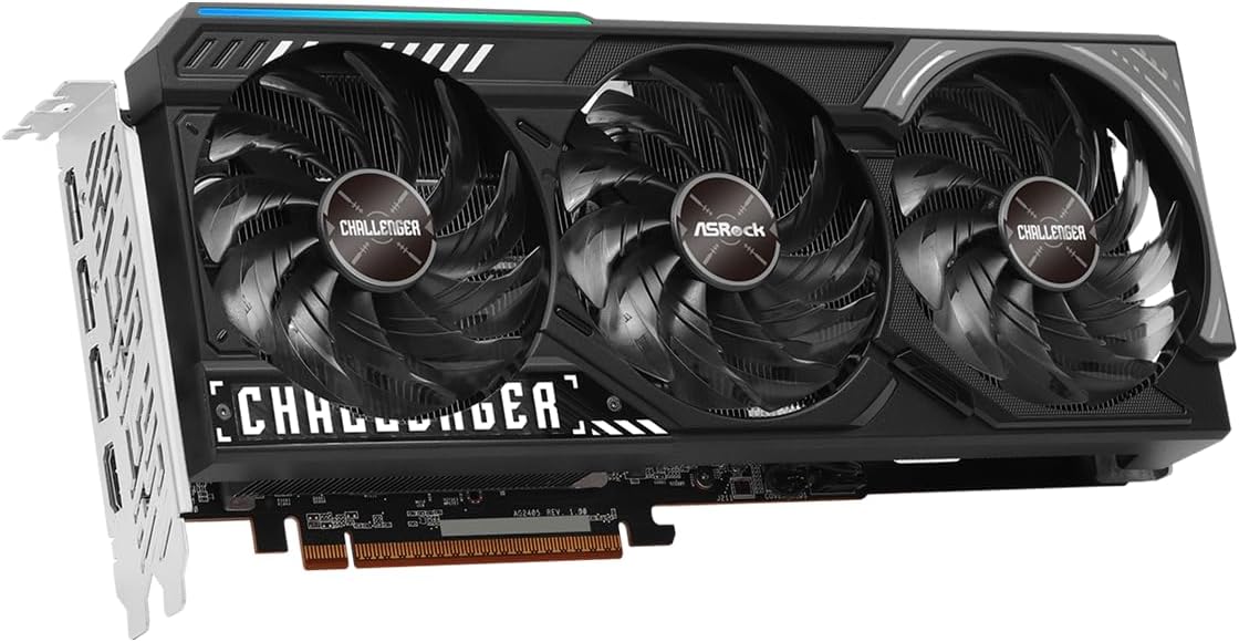 ASRock Radeon RX 9070 Challenger 16GB OC Graphics Card, RDNA 4, 2520MHz Boost, 16GB GDDR6 256-bit, PCIe 5.0, T