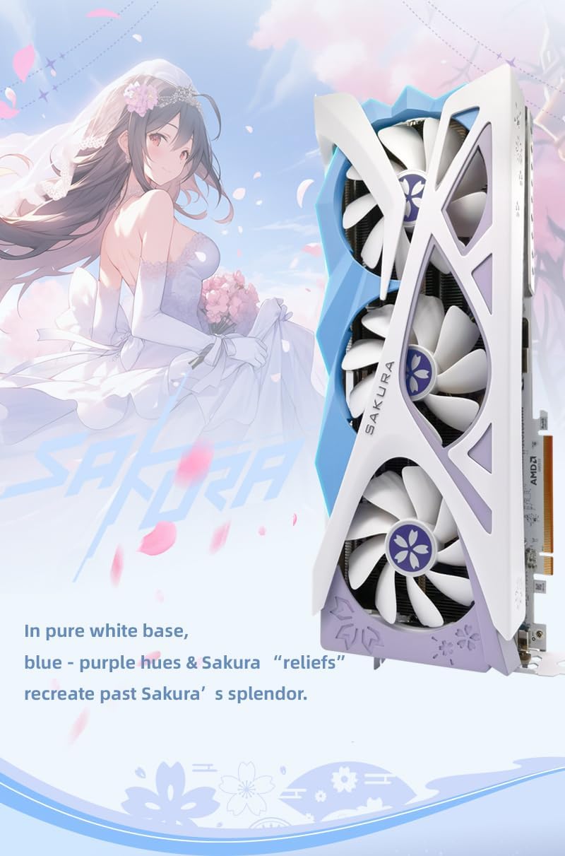 Yeston Sakura Radeon RX 9070 XT 16G GDDR6 OC SA 4nm PC Video Graphics Card