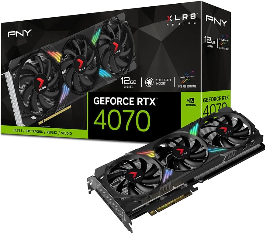 PNY GeForce RTX™ 4070 12GB XLR8 Gaming Verto Epic-X RGB™ Triple Fan Graphics Card DLSS 3