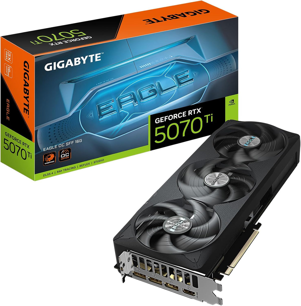 GIGABYTE GeForce RTX 5070 Ti Eagle OC SFF 16G Graphics Card, 16GB 256-bit GDDR7, PCIe 5.0, WINDFORCE Cooling S