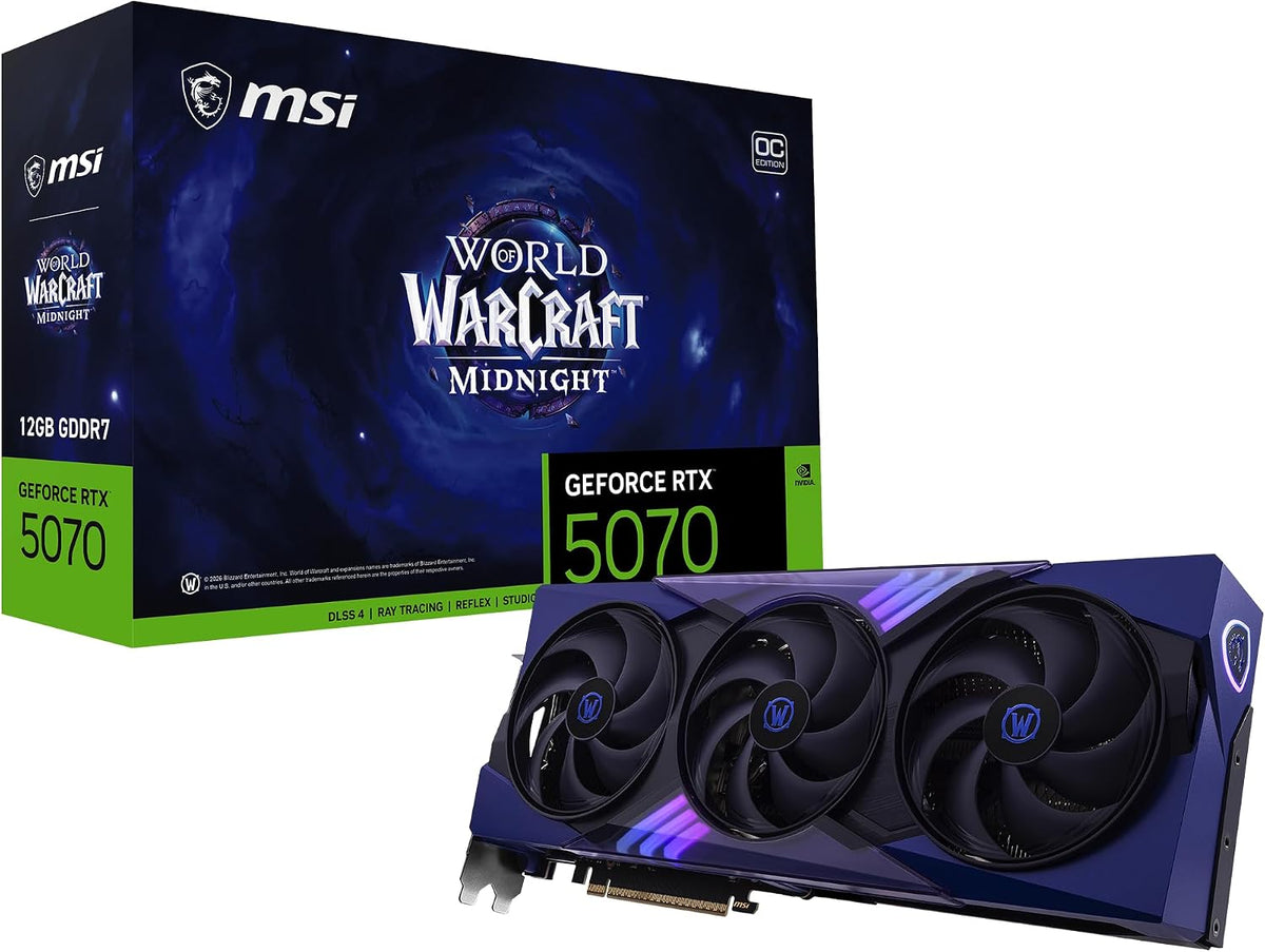 msi Gaming RTX 5070 12G World of Warcraft Midnight Void Edition OC Graphics Card (12GB GDDR7, 192-bit, Extreme