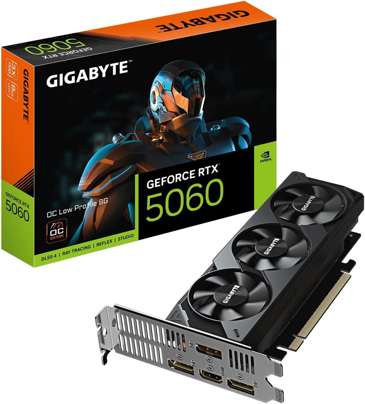GIGABYTE GeForce RTX 5060 OC Low Profile 8G Graphics Card, by NVIDIA, 8GB 128-bit GDDR7, PCIe 5.0, Supports up