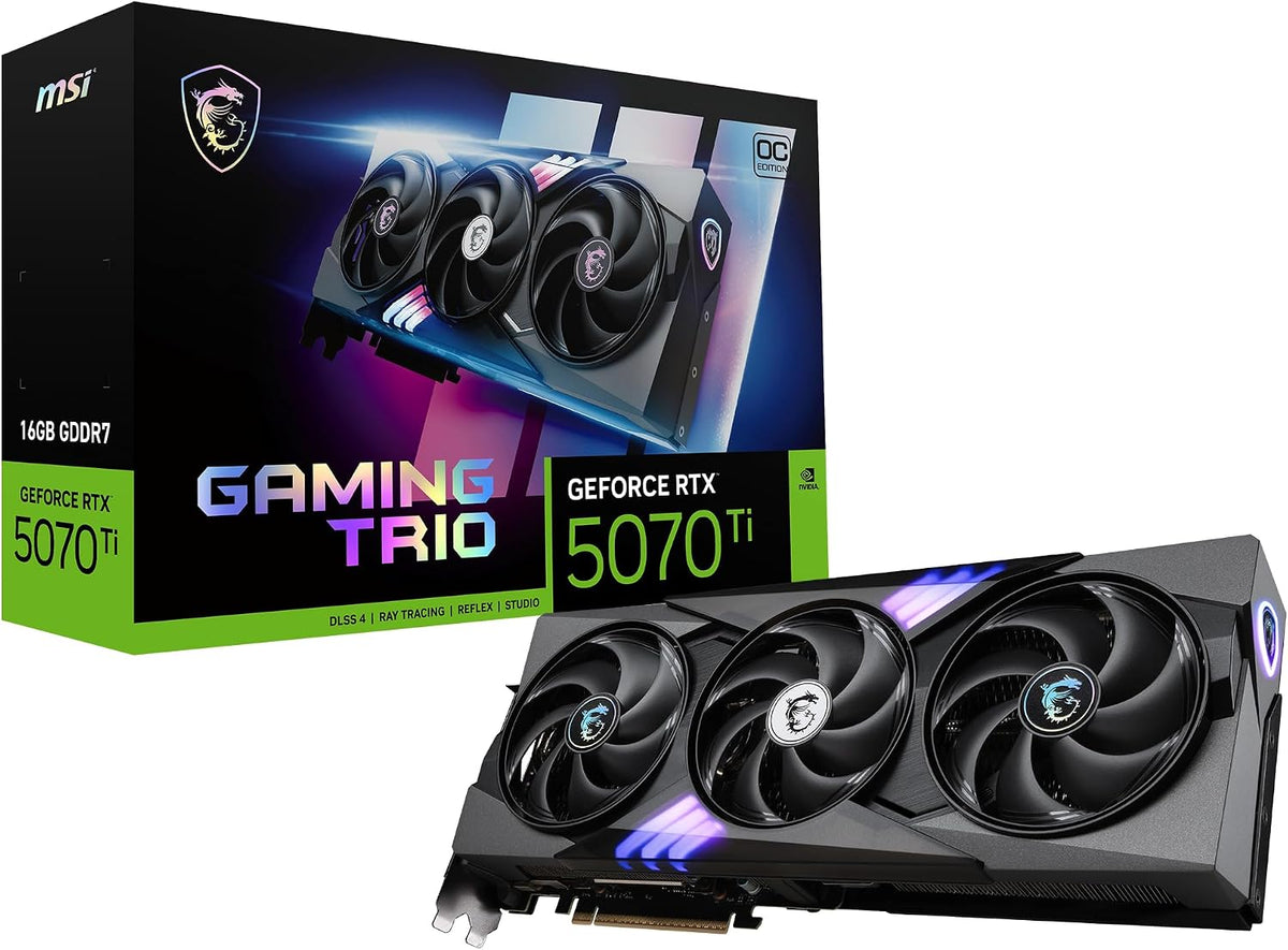 msi Gaming RTX 5070 Ti 16G Gaming Trio OC Graphics Card (16GB GDDR7, 256-bit, Extreme Performance: 2580, Displ
