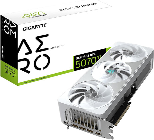 GIGABYTE GeForce RTX 5070 Ti AERO OC 16G Graphics Card, 16GB 256-bit GDDR7, PCIe 5.0, WINDFORCE Cooling System, GV-N507TAERO OC-16GD Video Card