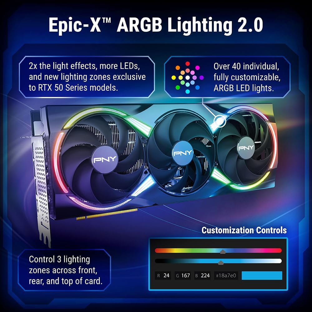 PNY NVIDIA GeForce RTX™ 5090 Epic-X RGB® OC Triple-Fan Graphics Card