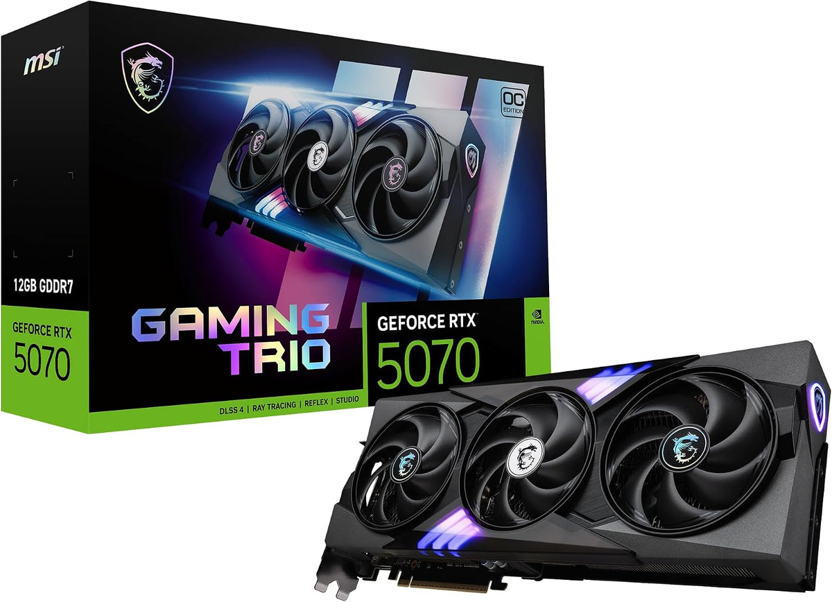 msi RTX 5070 12G Gaming Trio OC Graphics Card (12GB GDDR7, 192-bit, Extreme Performance: 2625 MHz, DisplayPort