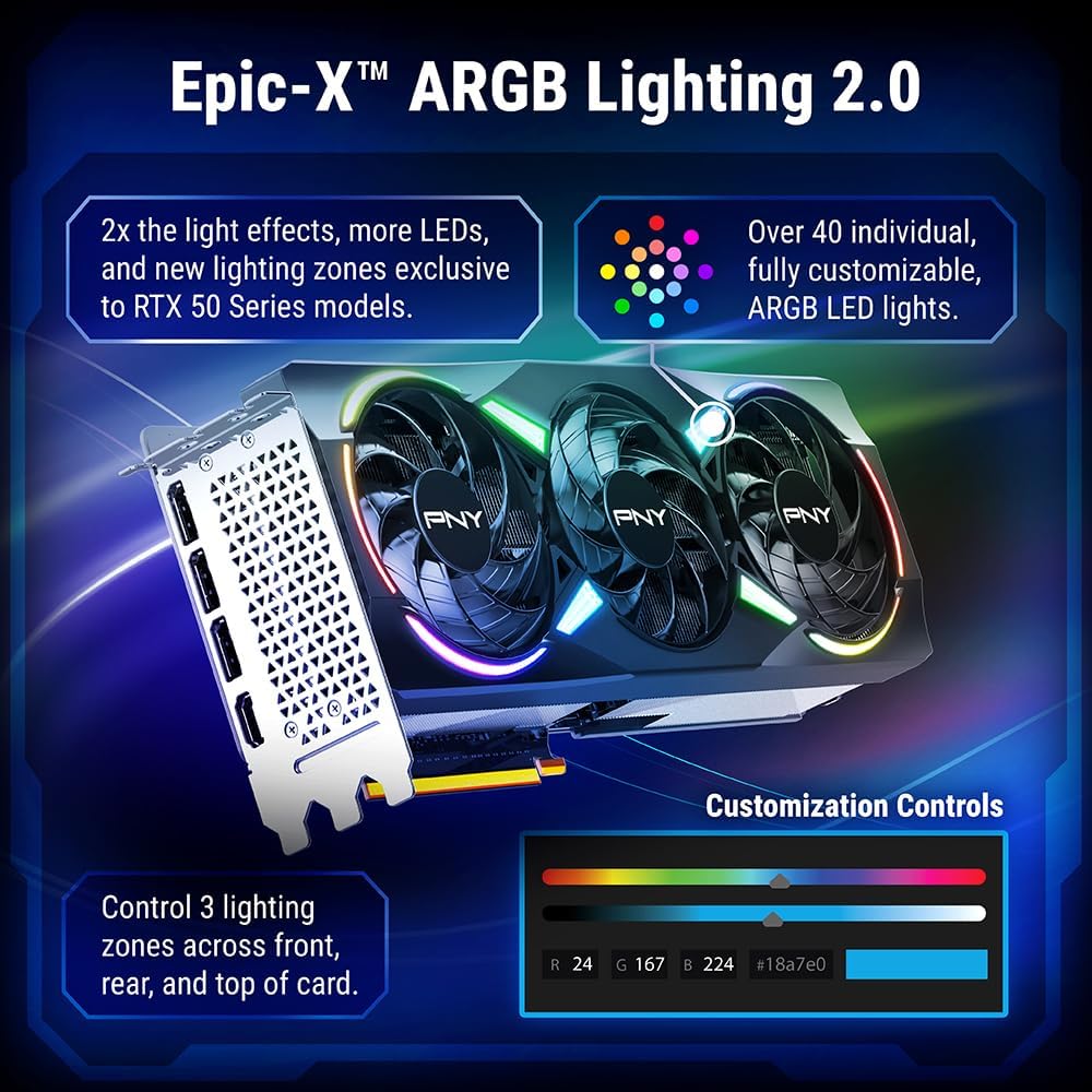 PNY NVIDIA GeForce RTX™ 5070 Ti Epic-X RGB™ OC Triple-Fan Graphics Card