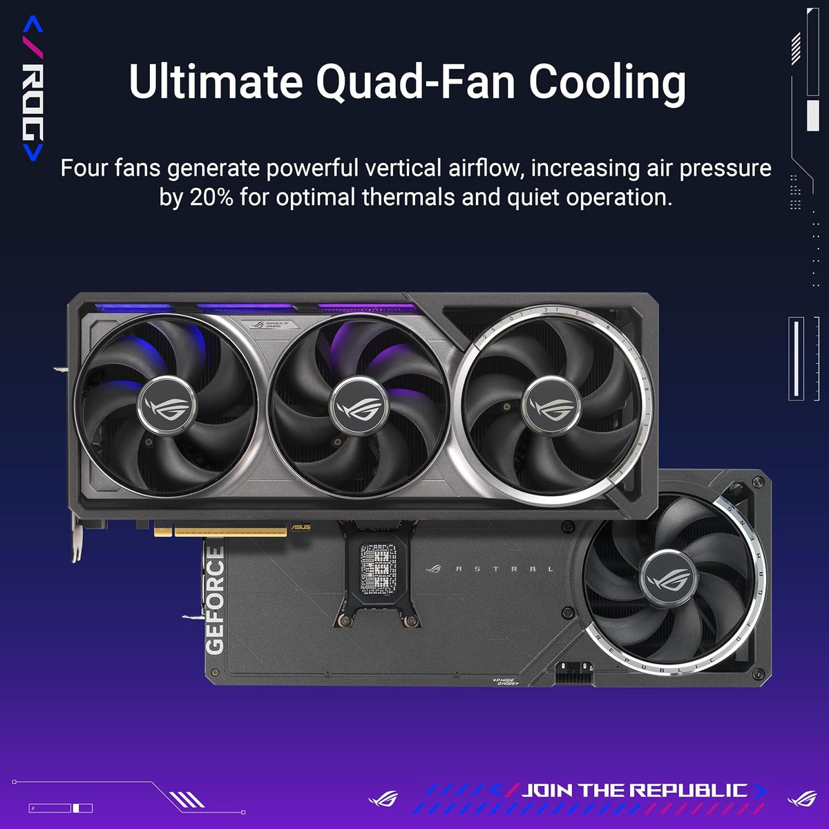 ASUS ROG Astral GeForce RTX 5080 16GB GDDR7 Gaming Graphics Card (Nvidia GeForce RTX5080, Four Fans, 3.8 Slot Design, PCIe 5.0, 2X HDMI 2.1b, 3X DisplayPort 2.1a, ROG-ASTRAL-RTX5080-16G Gaming)