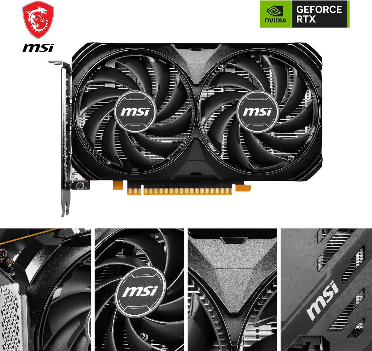 MSI GeForce RTX 4060 Ventus 2X Black 8G OC Gaming Graphics Card - 8GB GDDR6X, PCI Express Gen 4, 128-bit, 3X DP v 1.4a, HDMI 2.1a (Supports 4K & 8K HDR)