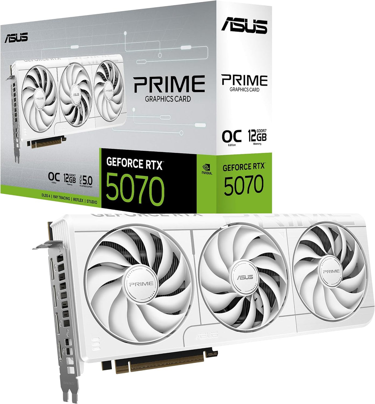 ASUS Prime GeForce RTX 5070 12GB GDDR7 White OC Edition Gaming Graphics Card