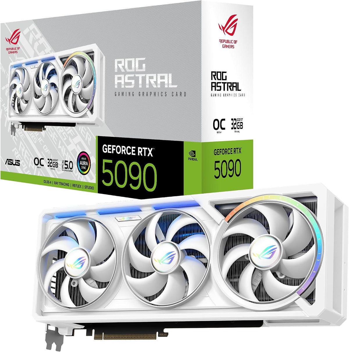 ASUS ROG Astral GeForce RTX 5090 32GB GDDR7 White OC Edition Gaming Quad Fan Graphics Card (NVIDIA DLSS 4, 3.8